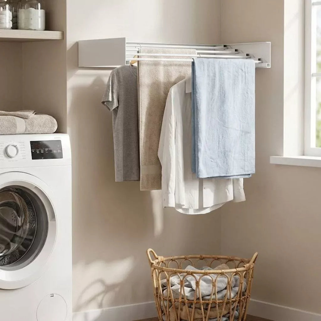 DryFold Wall Rack installed above a washing machine