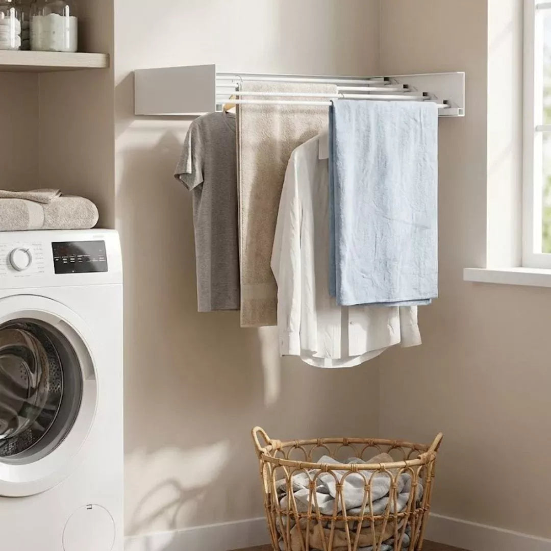 DryFold Wall Rack installed above a washing machine